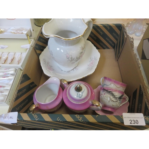 230 - Box Containing Small Jug and Bowl and Part Set Tea Set