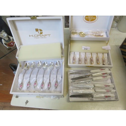 232 - Three Cased Cutlery Sets