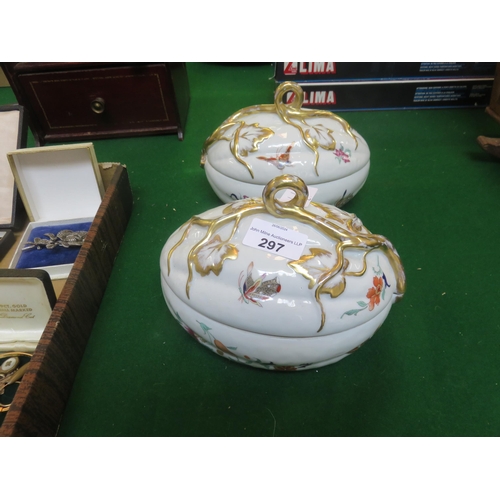 297 - Pair of White and Gilt Lidded Dishes