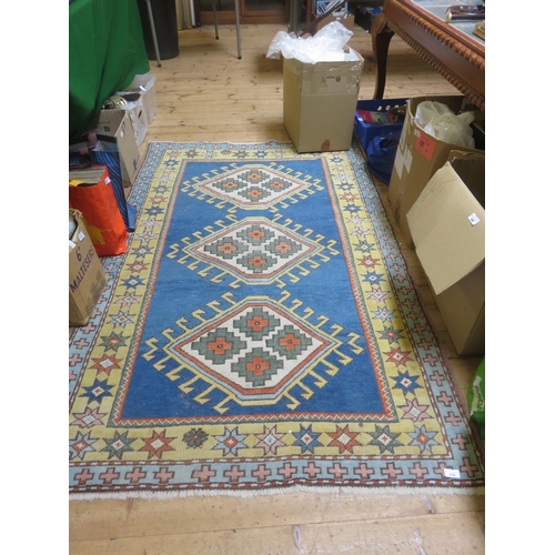 316 - Kilin Rug on Blue Ground, Three Medallion Design