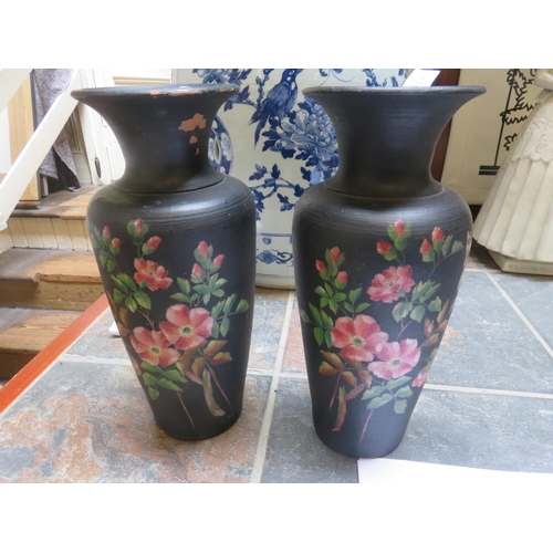 337 - Rare Pair of Hand Painted Seaton Pottery Vases, Stamped to Base