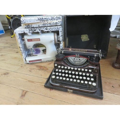 387 - Sewing Machine and Underwood Typewriter