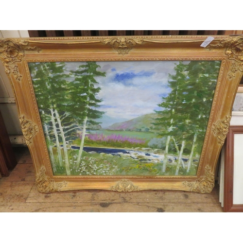 39 - Gilt Framed Painting - The Water Meadow - P. Everley