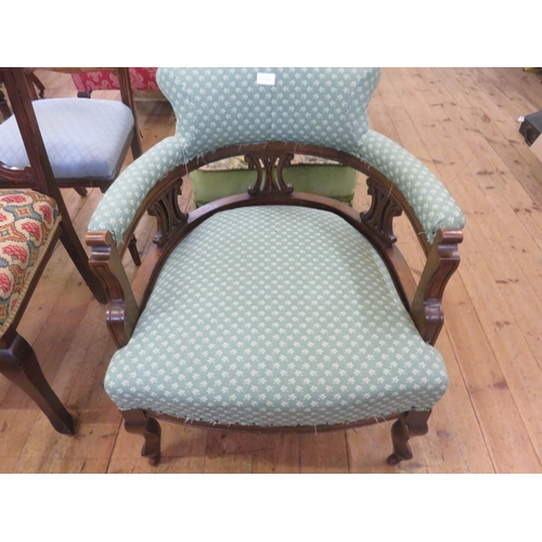 425 - Green Upholstered Tub Chair