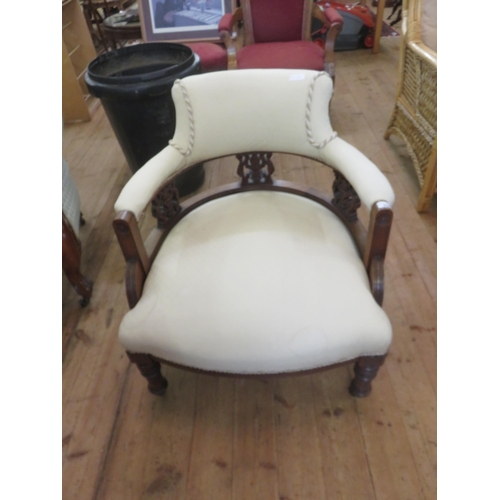 434 - White Upholstered Tub Chair