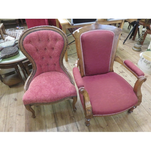 436 - 2 Odd Victorian Mahogany Framed Armchairs.