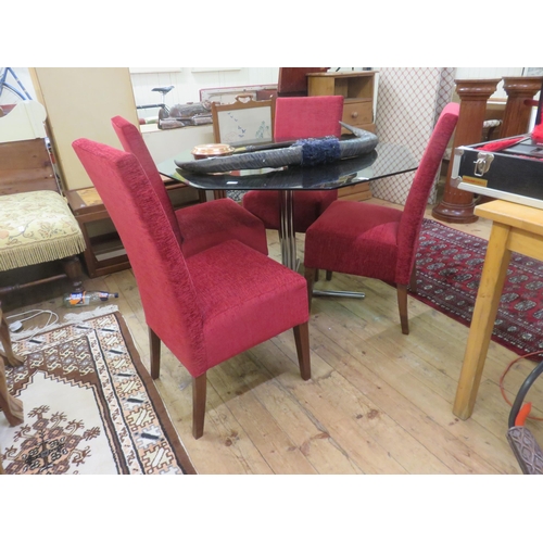 450 - Octagonal Modern Glass Top Breakfast Table and Four Chairs