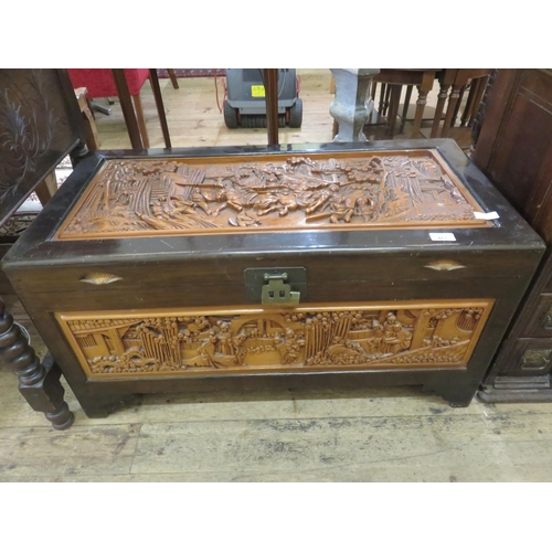 465 - Eastern Style Carved Camphor Wood Chest