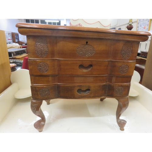 473 - Small Carved Wood 3 Drawer Chest