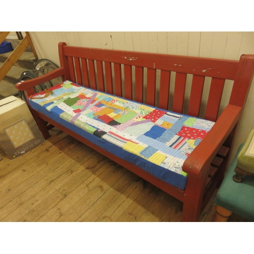 481 - Painted Garden Bench with Cushion