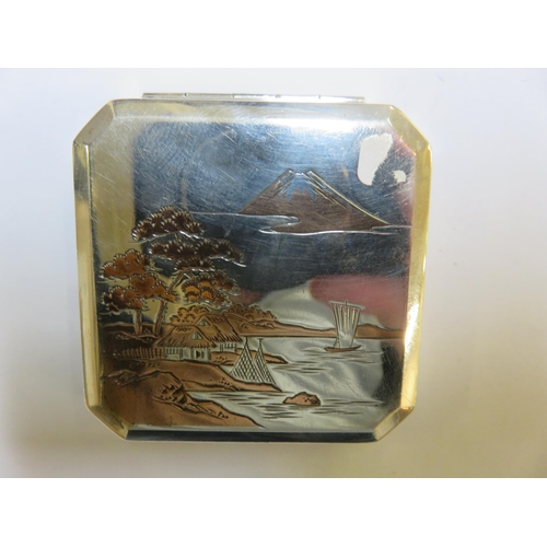 86 - Japanese Silver and Gold Plate Powder Case - Circa 1920's