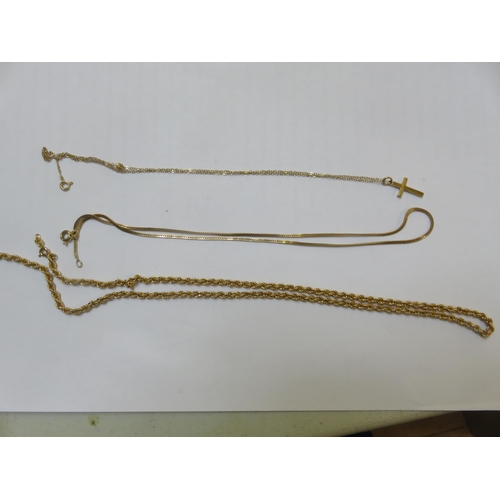 90 - Two 9ct Gold Chains, 9ct Gold Crucifix on Chain 8.5gms