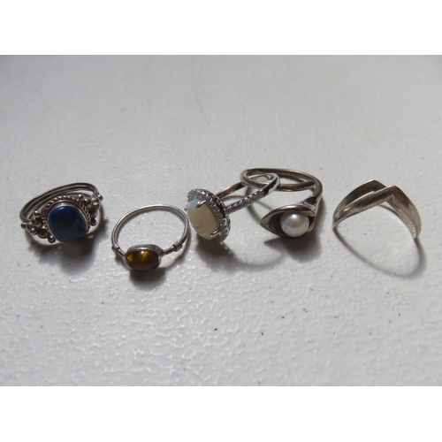 111 - Five Silver Dress Rings