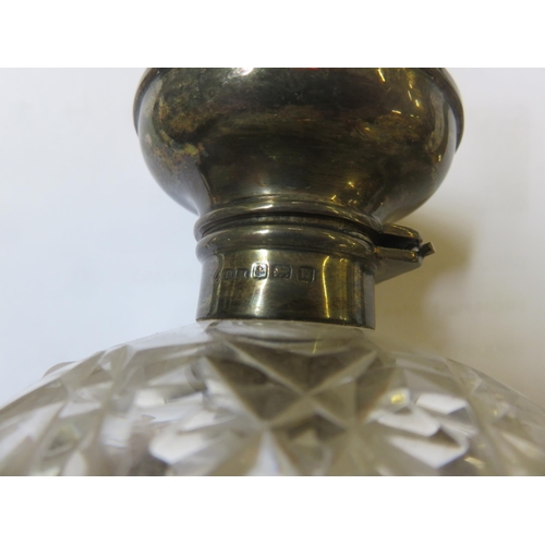 241 - Silver and Pink Enamel Topped Perfume Bottle