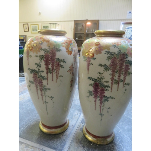 323 - Pair of Satsuma Vases, Two Character Back Stamp