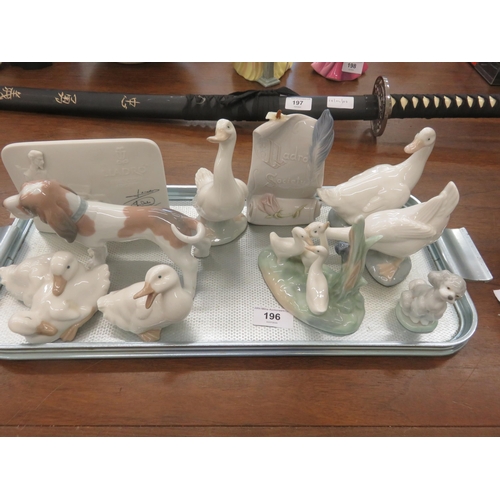 198 - Tray with Nao and Lladro Animal Figures