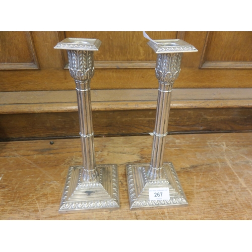 269 - Pair of Victorian Silver Corinthian Column Candlesticks