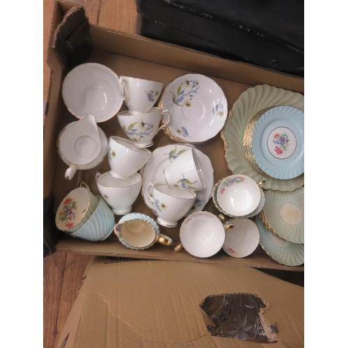 319 - Two boxes of Tea and Dinner Ware, Crown Devon, Aynsley etc.