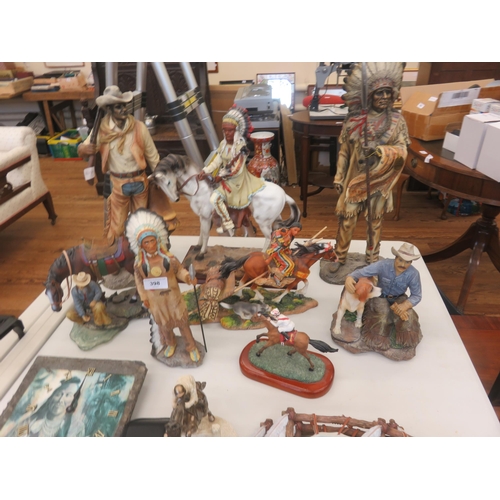 402 - Quantity of Cowboy statues and Cowboy & Indian pieces