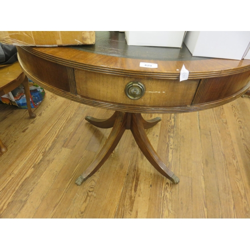 436 - Mahogany and Leather Drum Table