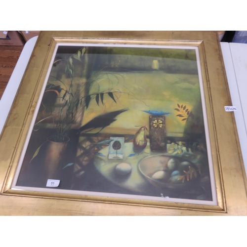 51 - Framed Oil - Secret Garden - signed Kathryn Monteith