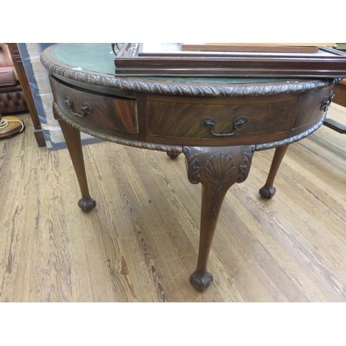 437 - Mahogany and Leather topped Circle Table on Claw and Ball Feet