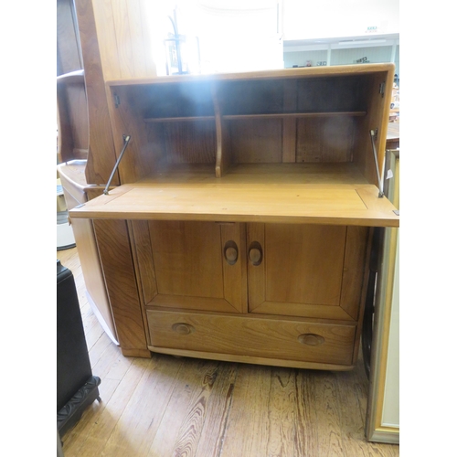 454 - Blonde Ercol Corner Unit and matching Desk Unit