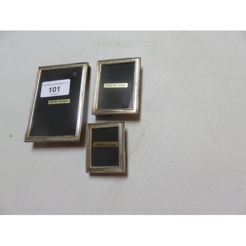 101 - Set of Three Graduated Silver Photo Frames