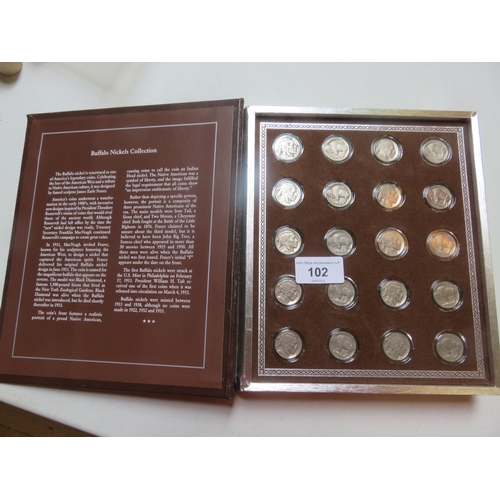 102 - Twenty Silver Buffalo Nickel Coins In Fitted Case