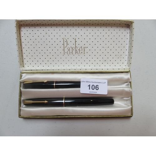 106 - Ballpoint and Fountain Parker Pen in Case