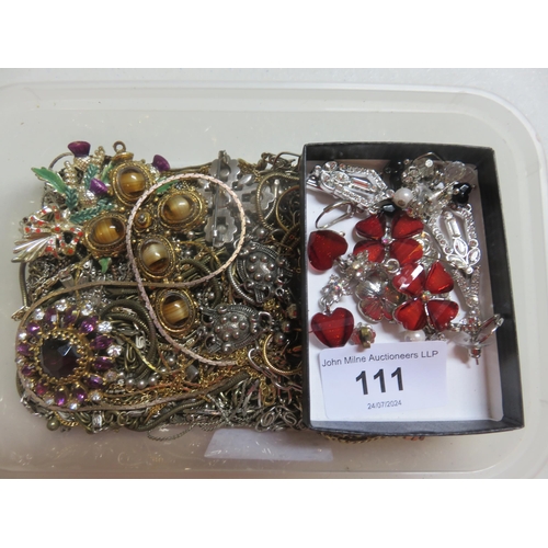 111 - Lot of Vintage Brooches, Pendant Gem Earrings and Costume Jewellery