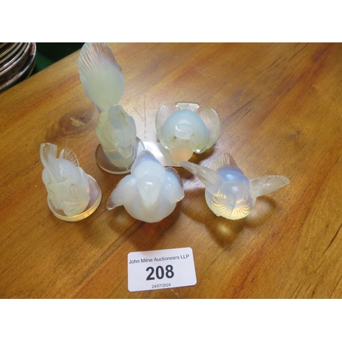 208 - Five French Opalescent Glass Animal Figures