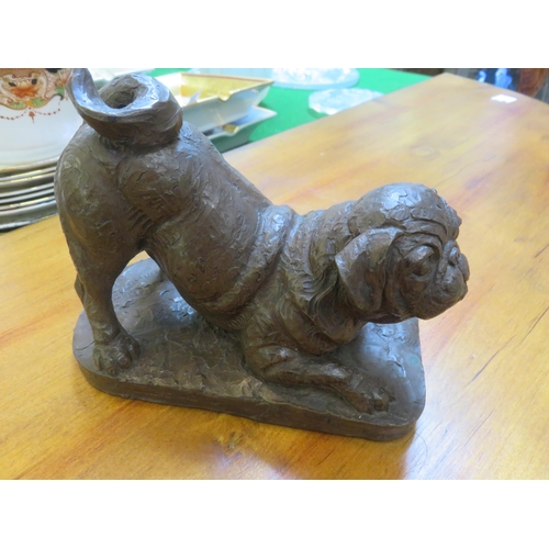 210 - Bronze Effect Pug Statue, Attributed to Doris Lindner, Royal Worcester