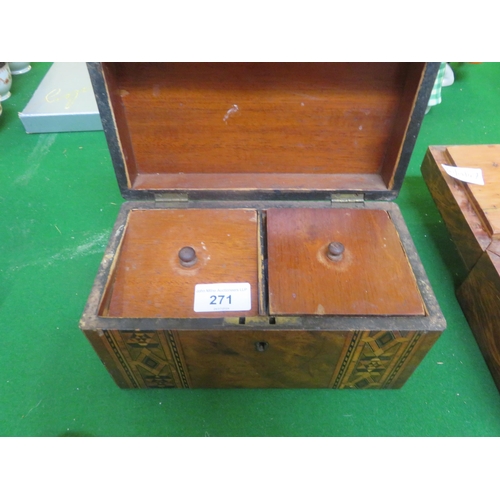 271 - Marquetry Inlaid, Rosewood, Two Division Tea Caddy