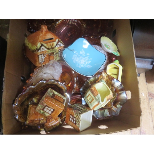 297 - Box of Carnival Glass and Bric a Brac