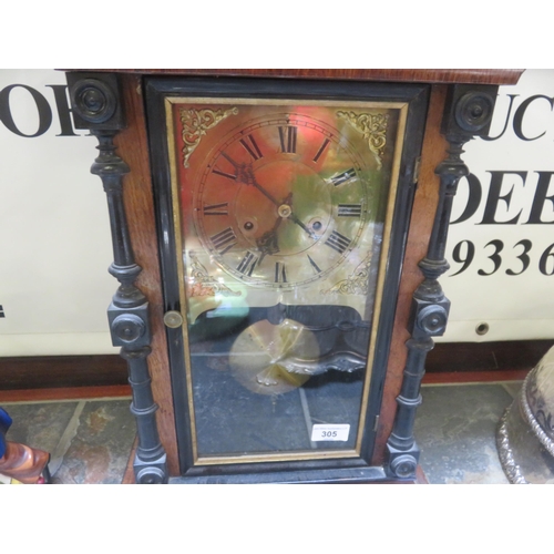 305 - Walnut and Brass mantel clock