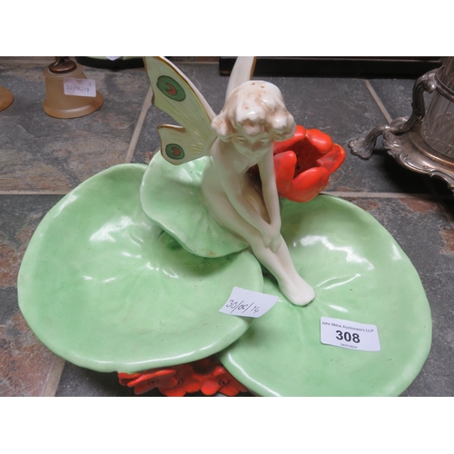 308 - Continental Art Deco Fairy Figural Twin Soap Dish