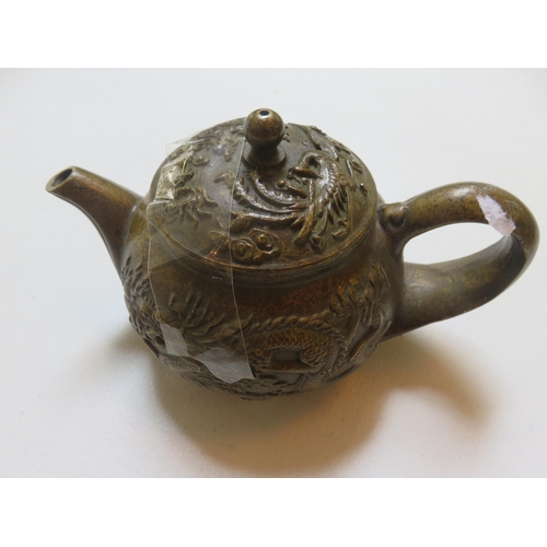 326 - Bronze Oriental Teapot, Four Characters Back Stamp