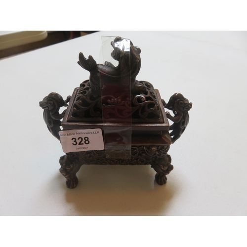 328 - Bronze Chinese Incense Burner, Six Character Back Stamp