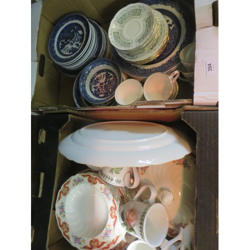 394 - Two Boxes of Mixed Dinner Ware and Tea Set