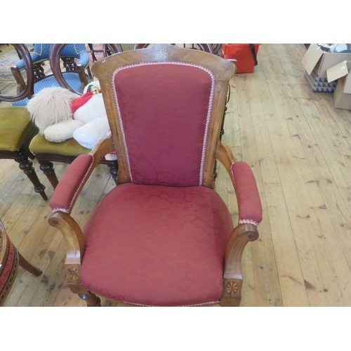 408 - Victorian Mahogany Framed Armchair