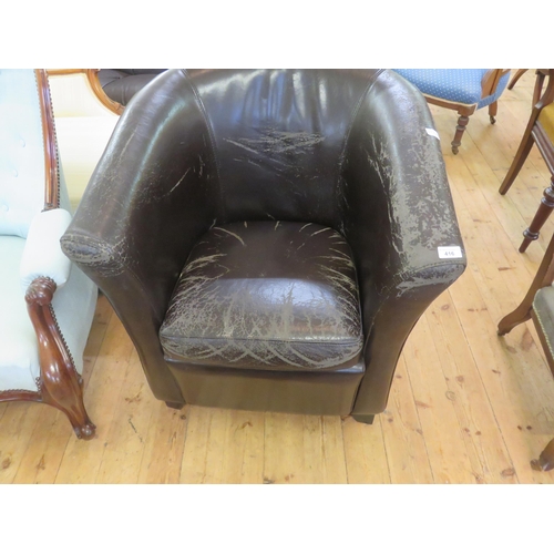 416 - Stressed Leather Tub Chair