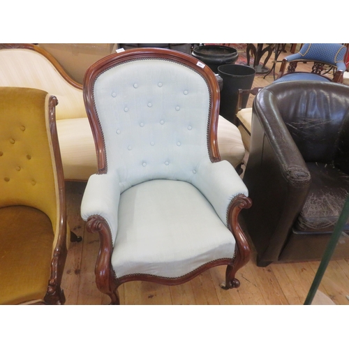 417 - Victorian Mahogany Framed Button Back Armchair