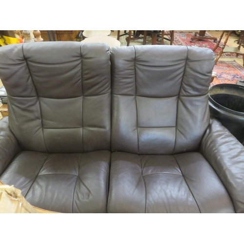 421 - Leather Reclining two eater Couch