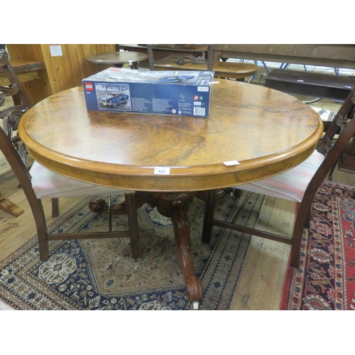 424 - Victorian Walnut Pedestal Circle Breakfast Table