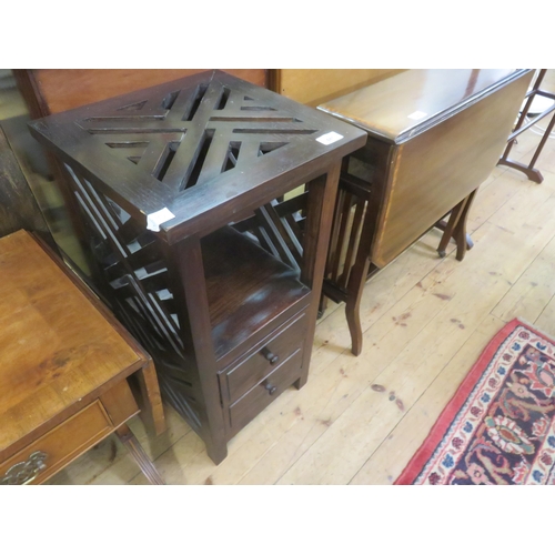 441 - Hardwood Carved two drawer bedside chest