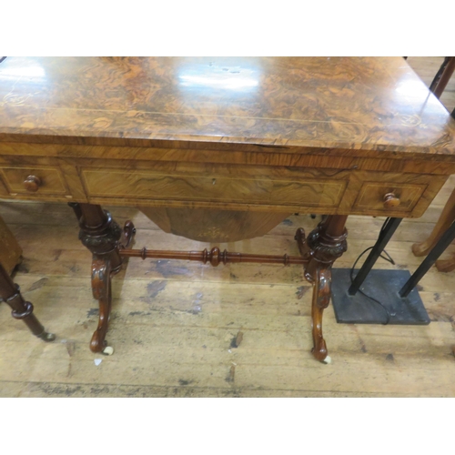 450 - Victorian Inlaid Walnut Lift Over Card Table