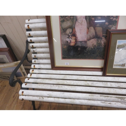 465 - White painted Iron Framed Garden Bench