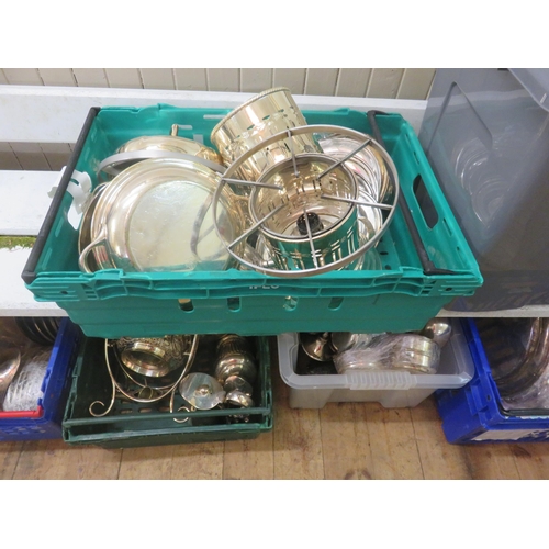 468 - Six Crates of Hotel and Other Silver Plate and White Metal