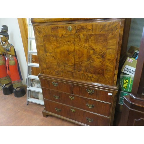 483 - Circa 1780's Walnut Secretaire Cabinet on four drawer chest